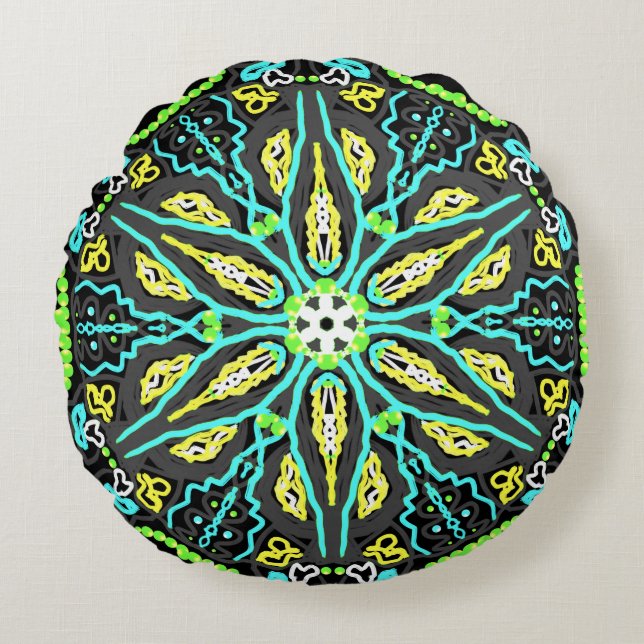 Ornamental patterned round cushion (Front)