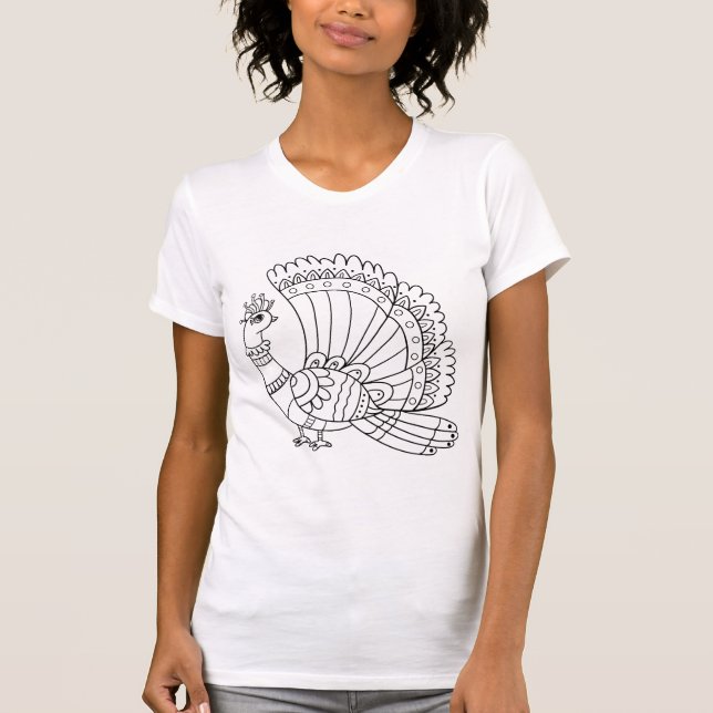 Ornamental Peacock Doodle T-Shirt (Front)