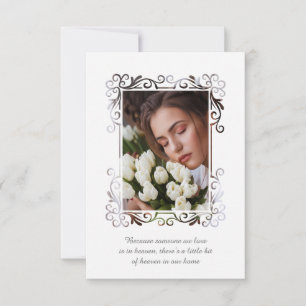 Ornamental Photo Commemorative Funeral Loved One Card
