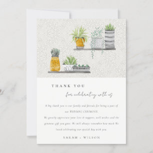Ornamental Potted Plants Leafy Botanical Wedding Thank You Card