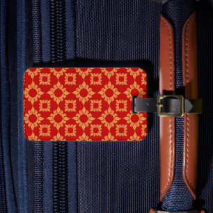 Ornamental red and gold design luggage tag