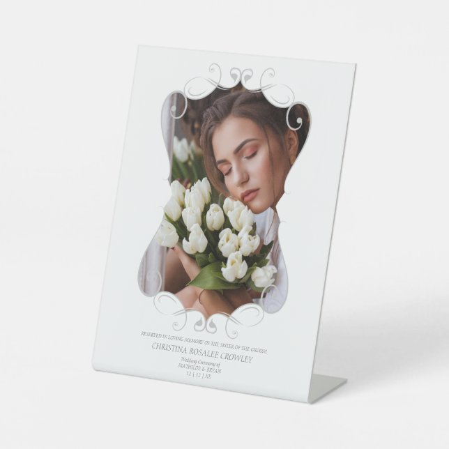 Ornamental Reserved Wedding Seat Tribute Loved One Pedestal Sign (Front)