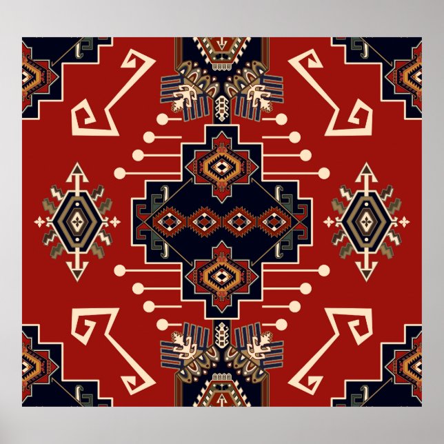 Ornamental Rug Design: Vintage Geometric. Poster (Front)