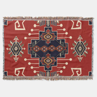 Ornamental Rug Design: Vintage Geometric. Throw Blanket