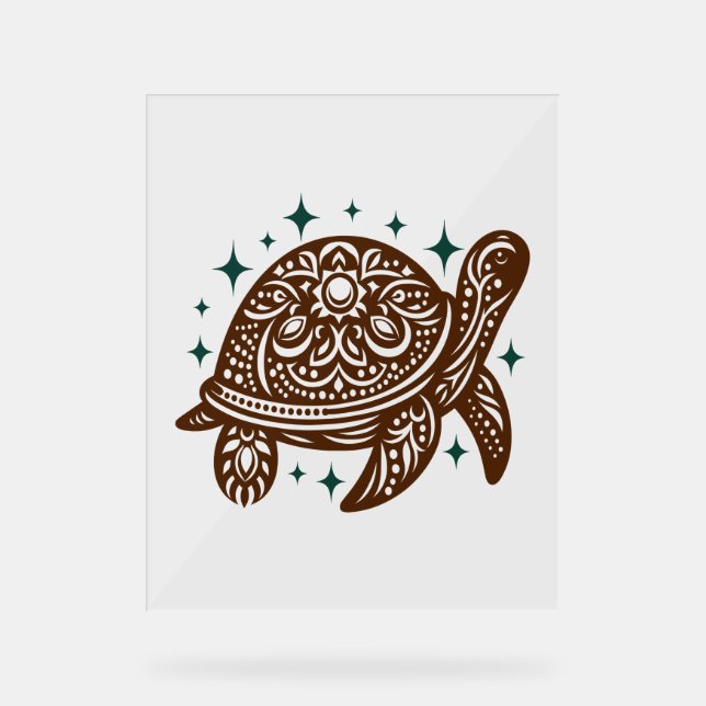 Ornamental Sea Turtle Acrylic Sign (Front)