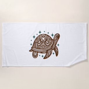 Ornamental Sea Turtle Beach Towel