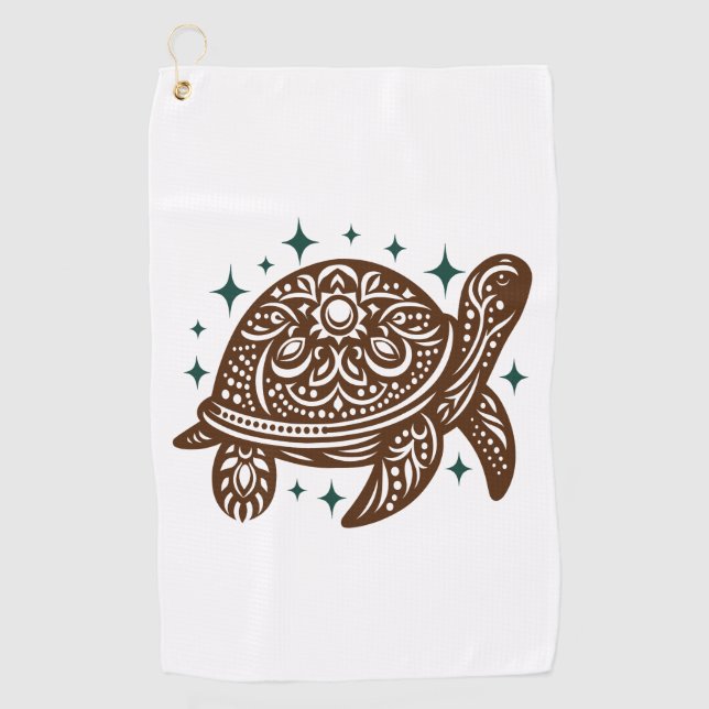 Ornamental Sea Turtle Golf Towel (Front)