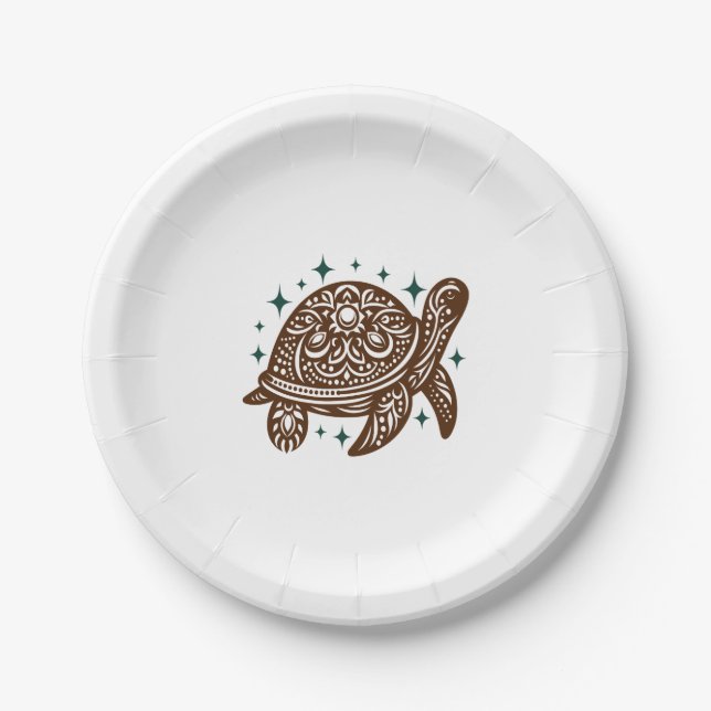 Ornamental Sea Turtle Paper Plate (Front)