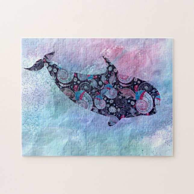 Ornamental Silhouette Whale Jigsaw Puzzle (Horizontal)