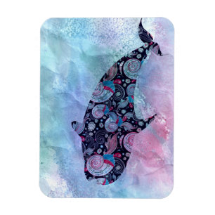 Ornamental Silhouette Whale Magnet