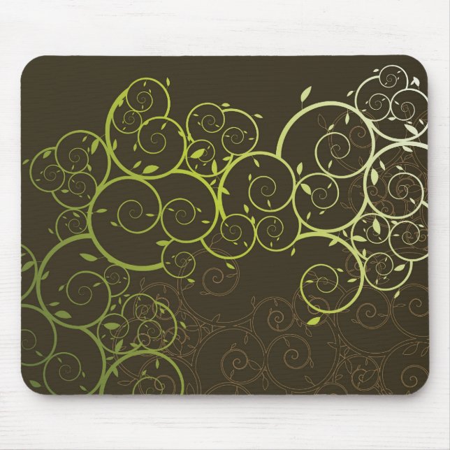 Ornamental Spiral Green Vines Pattern Mousepad (Front)