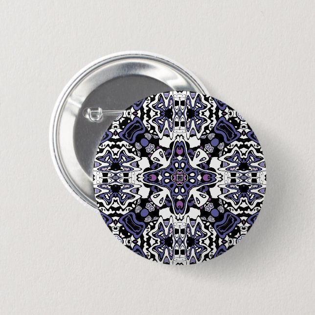 Ornamental style geometric moroccan kaliedoscope  6 cm round badge (Front & Back)