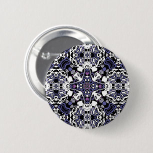 Ornamental style geometric moroccan kaliedoscope 6 cm round badge