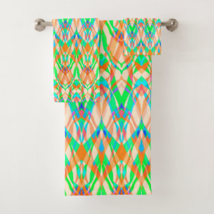 Ornamental style geometric moroccan kaliedoscope m bath towel set