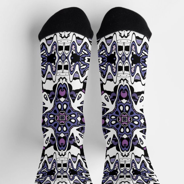 Ornamental style geometric moroccan kaliedoscope m socks (Top)