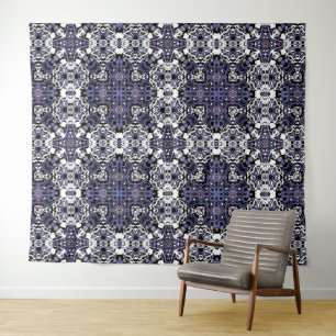 Ornamental style geometric moroccan kaliedoscope  tapestry