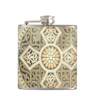 Ornamental Tapestry with Ornate Geometric Design Hip Flask