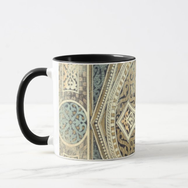 Ornamental Tapestry with Ornate Geometric Design Mug (Left)