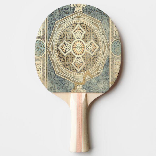 Ornamental Tapestry with Ornate Geometric Design Ping Pong Paddle (Front)