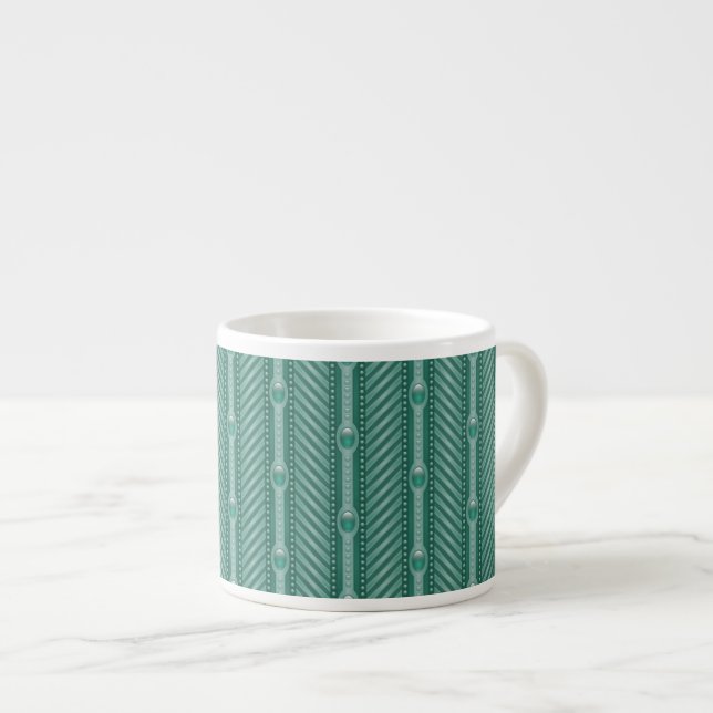 Ornamental Teal Pattern Espresso Cup (Front Right)