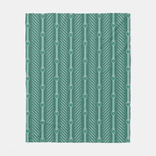 Ornamental Teal Pattern Fleece Blanket (Front)