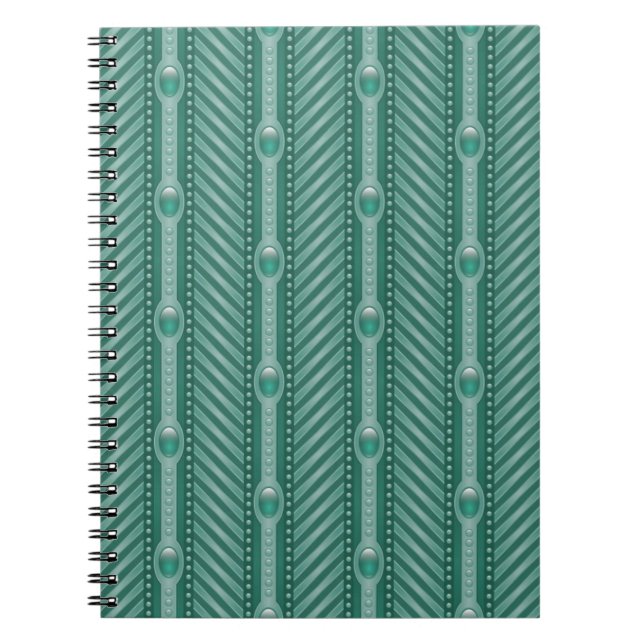Ornamental Teal Pattern Spiral Notebook (Front)