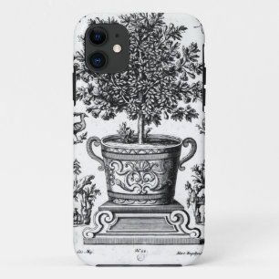Ornamental tree in an urn on a small stage (engrav iPhone 11 case