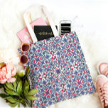 Ornamental Turkish Tile Pattern  Tote Bag<br><div class="desc">Stylish tote bag featuring an intricate Turkish tile inspired pattern with beautiful floral and arabesque motifs in blue, purple, and vibrant red tones. This artistic design adds a colorful Mediterranean and boho touch to your everyday style. Perfect for shopping, books, errands, or daily essentials. A great gift for lovers of...</div>