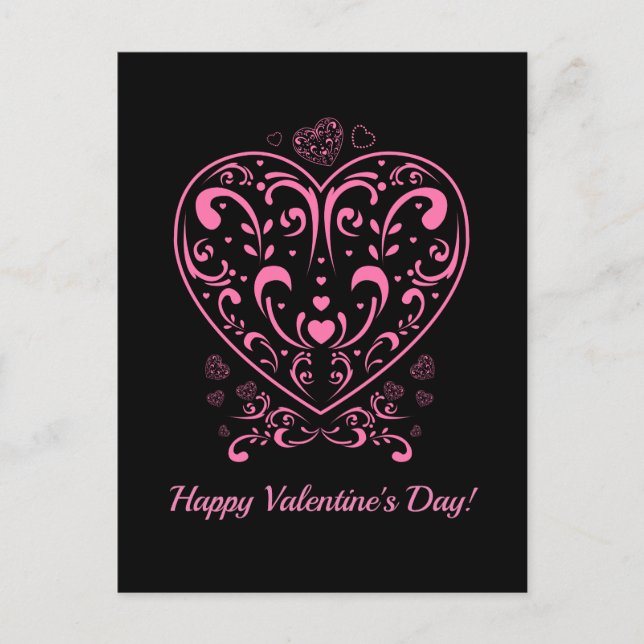 Ornamental Valentine's Day Heart Postcard (Front)