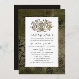 Ornamental Vintage Damask Bar Mitzvah Invitation