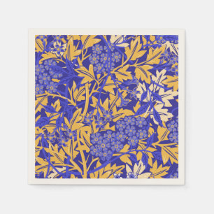 Ornamental vivid blue and golden yellow pattern napkin