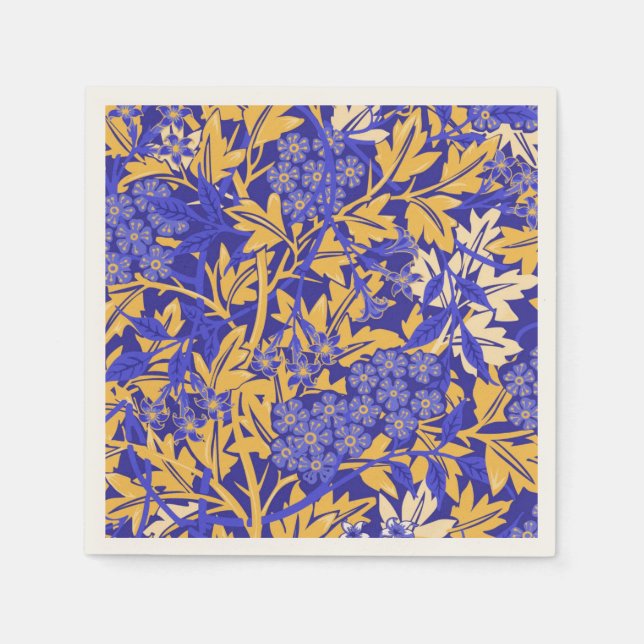 Ornamental vivid blue and golden yellow pattern napkin (Front)