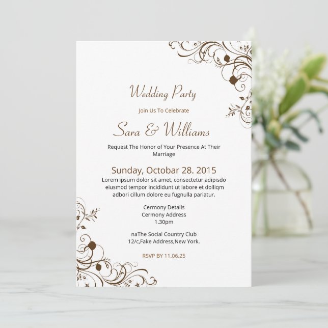 Ornamental Wedding Invitation Template  (Standing Front)