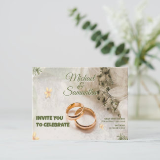 ORNAMENTAL WEDDING INVITATION WITH PICTURES POSTCARD