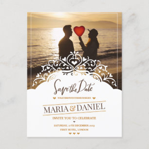 ORNAMENTAL WEDDING INVITATION WITH PICTURES POSTCARD
