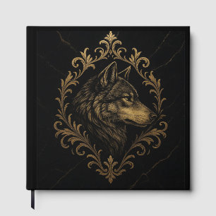 Ornamental Wolf in Gold Tones Guest Book