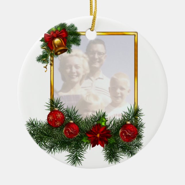 Ornamented Christmas Picture Frame Ceramic Tree Decoration (Front)