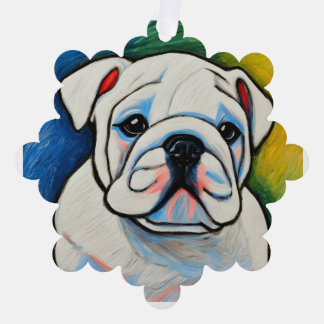 Ornaments all year white bulldog puppy