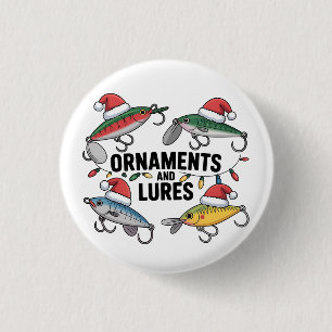 Ornaments and Lures Funny Christmas Santa Fishing  3 Cm Round Badge