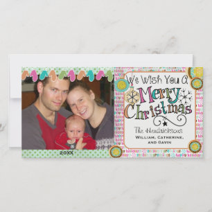 Ornaments and Mittens Christmas Holiday Photo Card