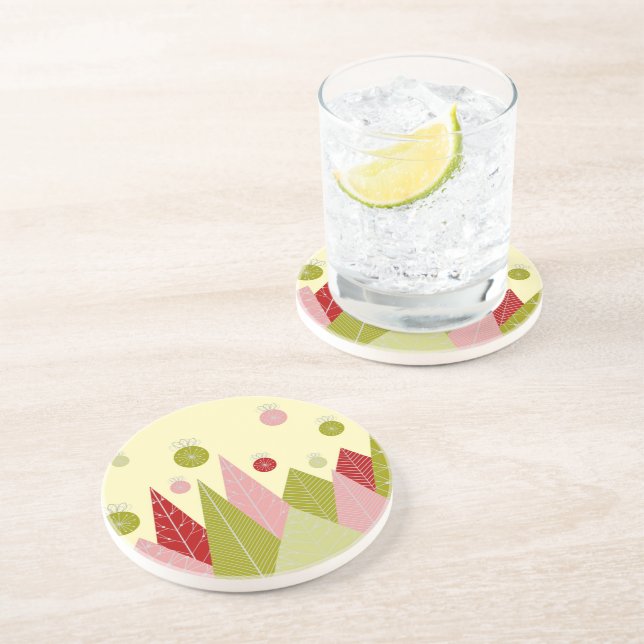 Ornaments and Trees Christmas Illustration Coaster (Side)