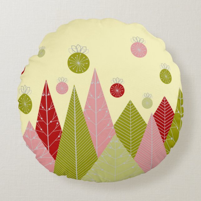 Ornaments and Trees Christmas  Round Cushion (Front)