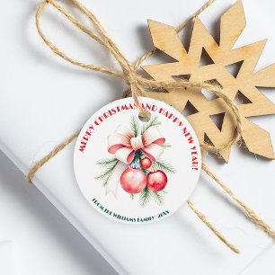 Ornaments Bow and Pine Needles Christmas Favour Tags