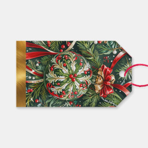 Ornaments in the Tree & Satin Ribbon Gift Tags