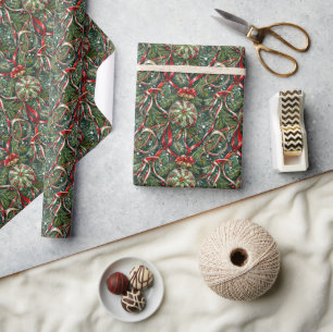 Ornaments in the Tree & Satin Ribbon Wrapping Paper