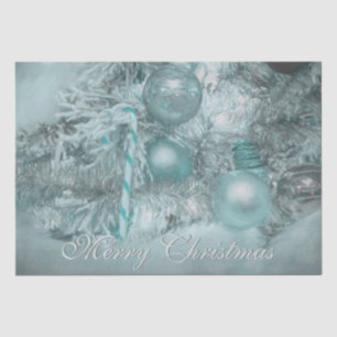 Ornaments Merry Christmas Teal Green Holiday Tree Tissue Paper