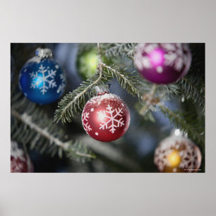 Ornaments on a Christmas tree Poster