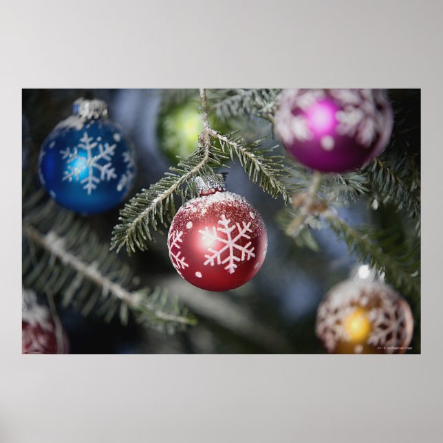 Ornaments on a Christmas tree Poster (Front)
