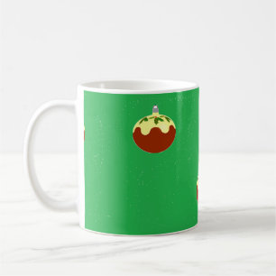 Ornaments on green coffee mug