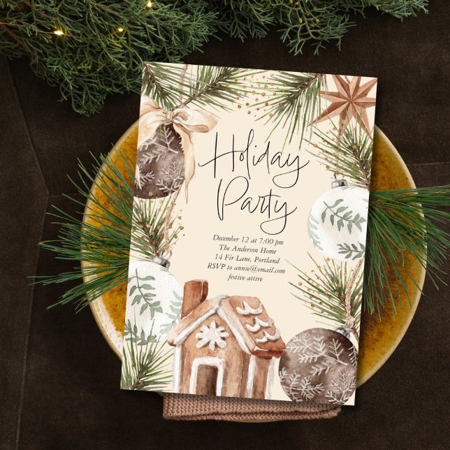 Ornaments Surround Holiday Party Card (Creator Uploaded)